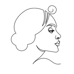Woman face continuous line drawing. Abstract minimal woman portrait. Line art, drawing of face , fashion concept, woman beauty minimalist, vector illustration .