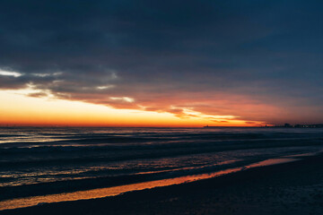 Fototapeta na wymiar Wschód słońca plaża Przymorze Gdańsk Poland Sunrise Sunset beach sea