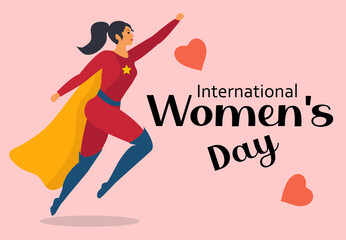 International Women's Day 8 March. Super hero woman. Vector illustration