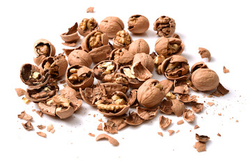 walnuts on white background