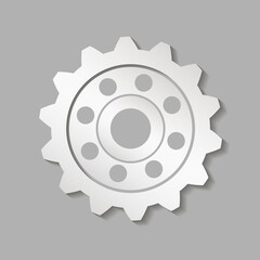 Gear with reflection. Vector icon. Mechanical gear. The image of the gear. Cogwheel gear.