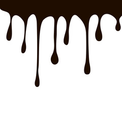 Dripping black paint. Dripping liquid. Fluid fluid. Spilling paint. Falling paint. Fluid oil stain. Abstract, liquid drops of ink. Vector illustration