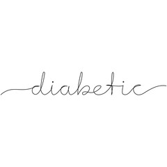 Diabetic text in minimalistic style. Continuous one line writing. Vector illustration.