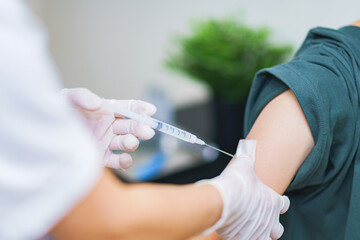 ワクチン接種　予防接種　筋肉注射 - obrazy, fototapety, plakaty