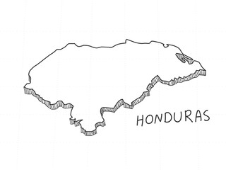 Hand Drawn of Honduras 3D Map on White Background.