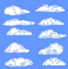 Cartoon mild color vector clouds set - 414714136
