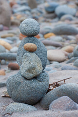 Close up of Stacked Rocks on a river bank