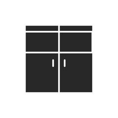 Front view closed double wood door color line icon. Isolated vector element.