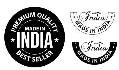 premium quality, made in India vector icon set isolated on white background