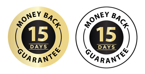 fifteen days money back guarantee concept. 15 days money back guarantee vector icon.