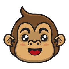 Funny Little monkey head cartoon characters, best for icon or logo for animal education of children