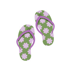 Beach flip-flops with an ornament on the sole.