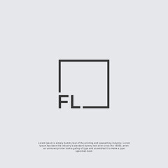 Letter FL Logo design with square frame line business consulting concept