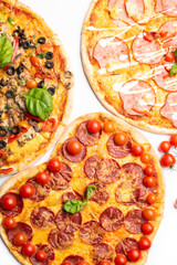 different various kind of pizzas