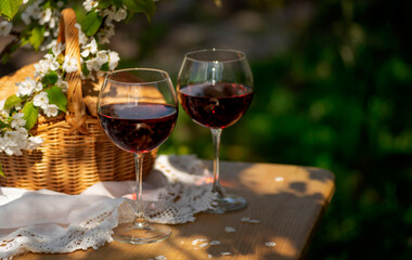 Wine Tasting Party in spring in the garden