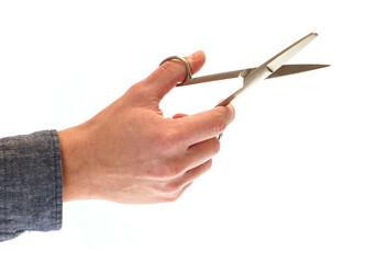 Male hand with scissors