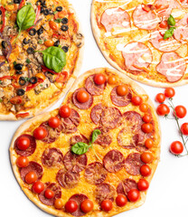 different various kind of pizzas