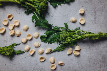 Orecchiette pasta with turnip tops