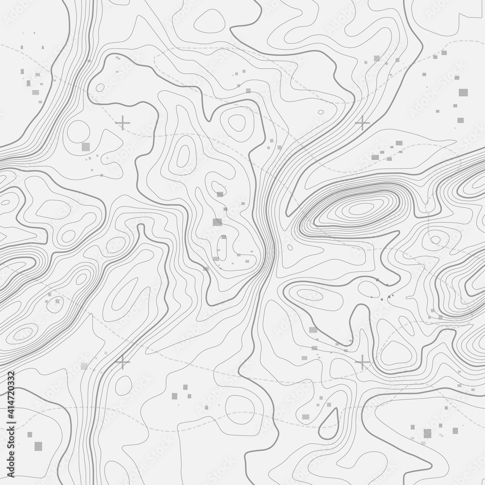 Wall mural seamless vector topographic map background. line topography map seamless pattern. contour background