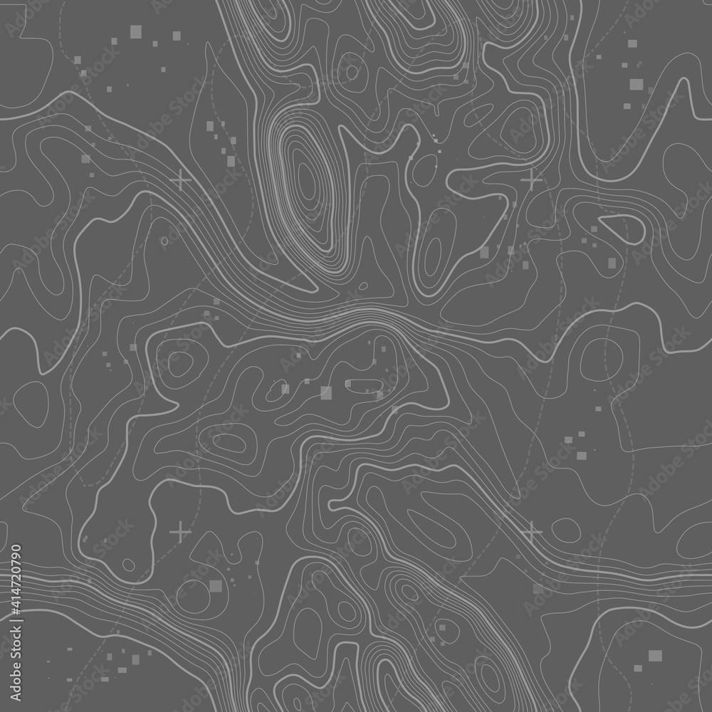 Wall mural seamless vector topographic map background. line topography map seamless pattern. contour background