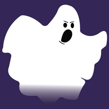 Vector illustration of a cute kawaii ghost on a blue background, perfect for Halloween party pictures, children's story books, etc.