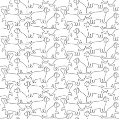 The contour image of a dog. Seamless vector pattern for your design