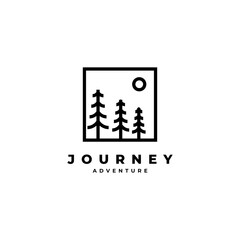 Fototapeta premium Pine tree road logo design illustration vector template
