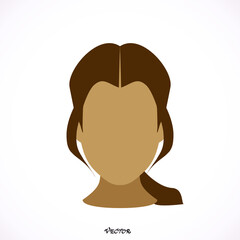 young woman with hairstyle and color, user icon, isolated on white background.