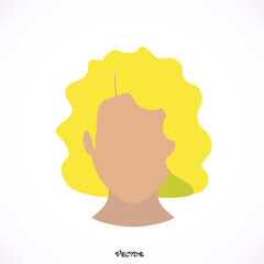 Blonde hair of woman. Curly hair, trendy haircut icon. Isolated on white background.