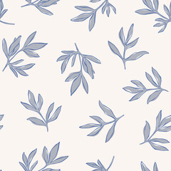 Fototapeta premium Hand drawn seamless vector pattern with peony branches and leaves. Botanical vector backdrop for romantic holidays and wedding design. Minimalistic vector floral background. Line art floral pattern