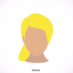 Blonde hair of woman. Vector design of female hairdo.