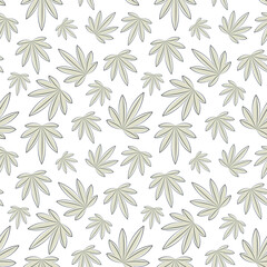 Fototapeta na wymiar Seamless pattern of cannabis leaf