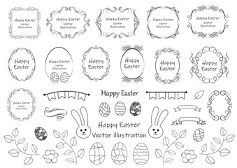 Calligraphic design elements . Decorative swirls and scrolls, vintage frames , flourishes, labels and dividers. Easter special pack design elements. Retro vector illustration..