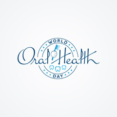 World Oral Health Day Badge Shaped Logo Design