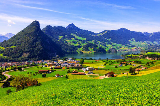remarkable alpine view near Seewen, Switzerland