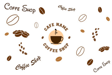 Simple coffee bean pattern illustration in roasted brown color