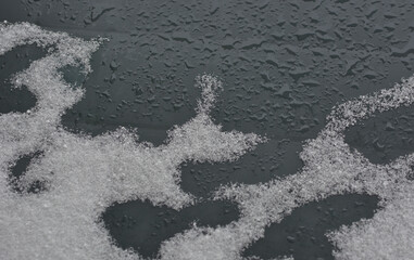 Fresh snow and water drops background.