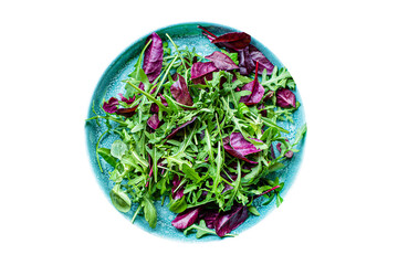 mix salad lettuce leaves vegetables greens portion on the table healthy snack top view copy space for text food background rustic image keto or paleo diet