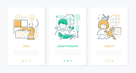 Hobbies - vector line design style web banners