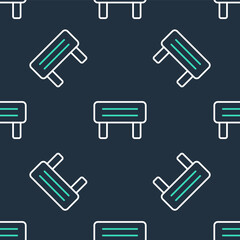 Line Sauna wood bench icon isolated seamless pattern on black background. Vector.