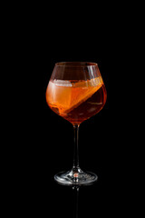 aperol spritz wine cocktail prosecco on black background.