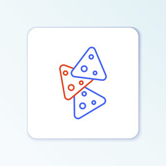 Line Nachos icon isolated on white background. Tortilla chips or nachos tortillas. Traditional mexican fast food. Colorful outline concept. Vector.