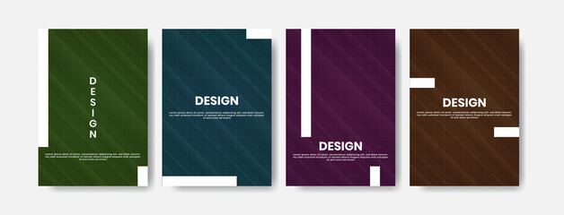 Cover book template design with brown, blue, green, purple colors.