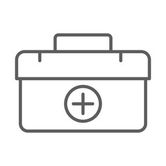 medical kit first aid emergency line icon white background