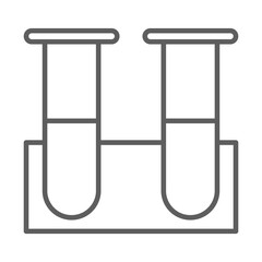 medical science chemistry test tube on rack line icon white background