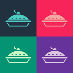 Pop art Homemade pie icon isolated on color background. Vector.