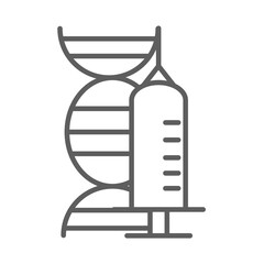 vaccine science medical syringe dna genetic line icon white background
