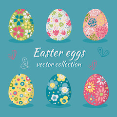 Fototapeta na wymiar Easter eggs in a flat style - Vector collection. Template for your design 
