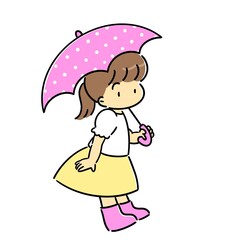 ピンクの傘を持った女の子