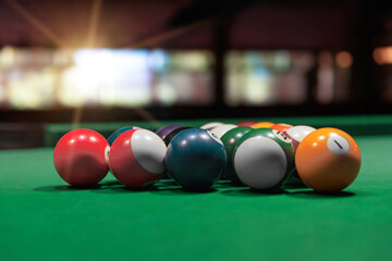 Billiard balls on the table. Set of balls